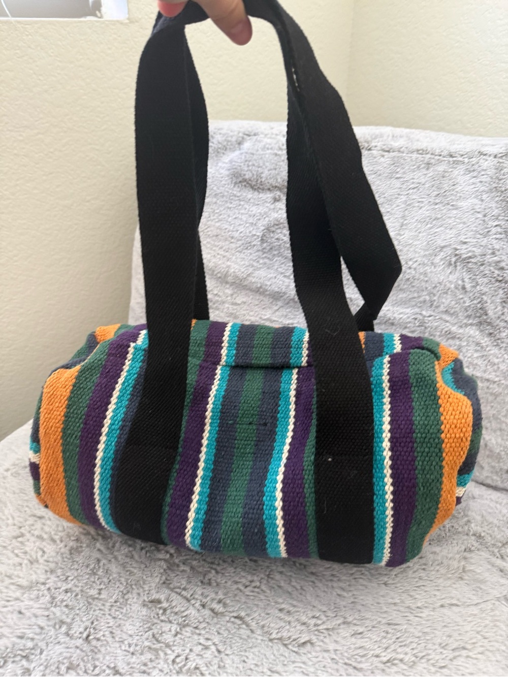 Urban Outfitters Striped Woven Tote in Green, Teal, Purple, Orange & Black
